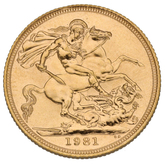 22ct Gold Queen Elizabeth II Full Sovereign Coin 1981