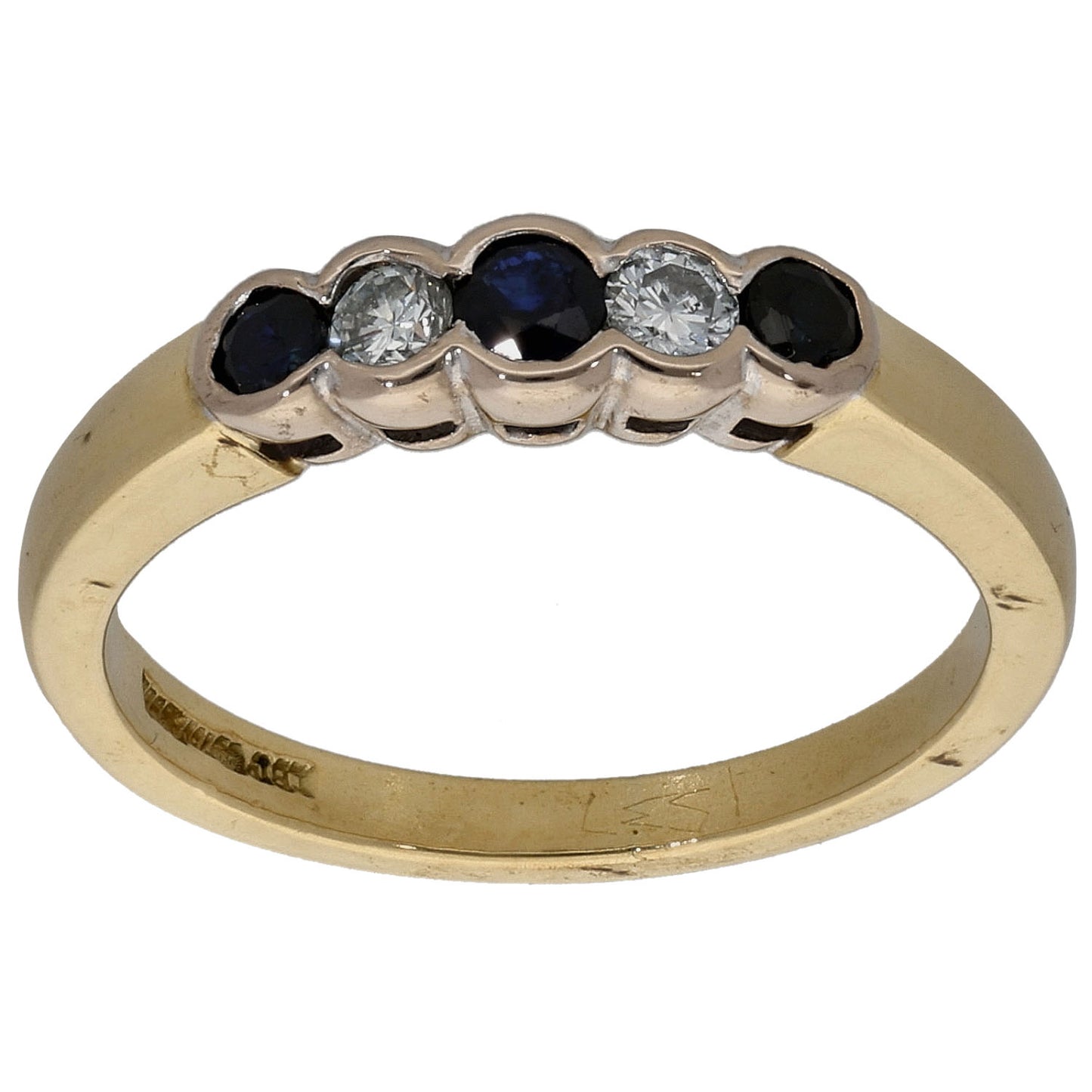18ct Gold 0.14ct Diamond & Sapphire Half Eternity Ring Size M