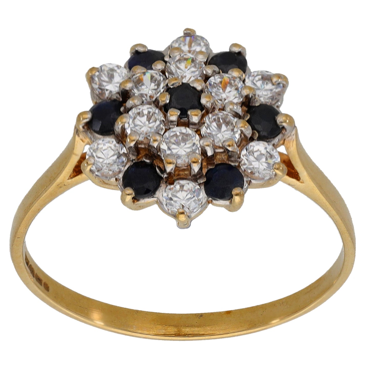9ct Gold Sapphire & Cubic Zirconia Dress/Cocktail Ring Size T