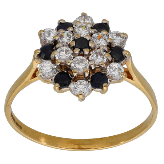 9ct Gold Sapphire & Cubic Zirconia Dress/Cocktail Ring Size T