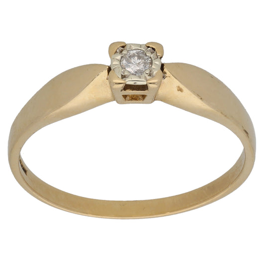 9ct Gold 0.05ct Diamond Solitaire Ring Size R