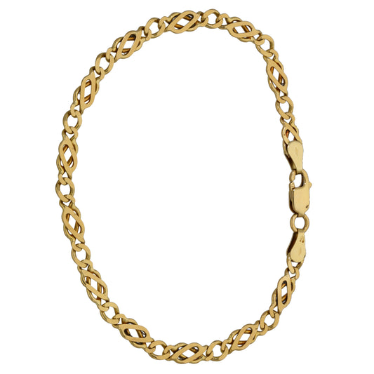 9ct gold fancy chain bracelet with oval link pattern