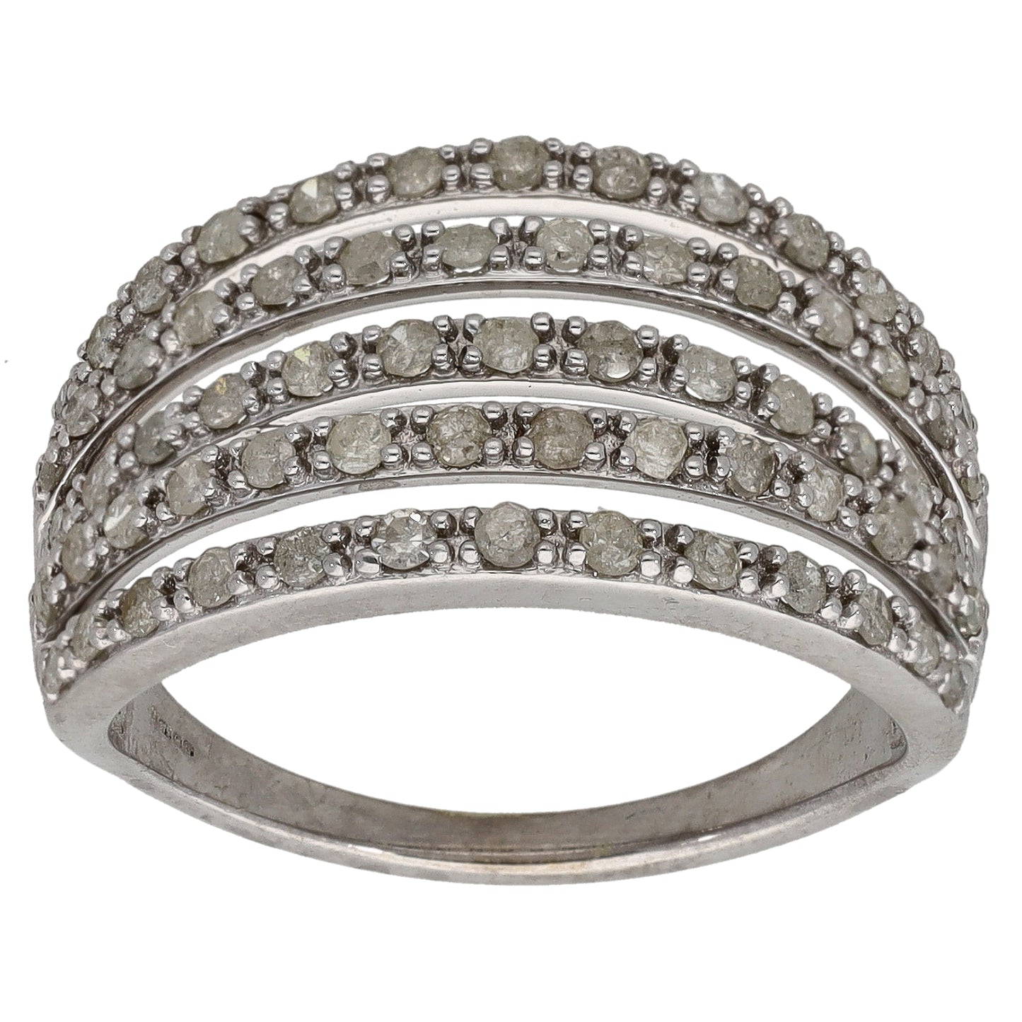 9ct White Gold 0.67ct Diamond Dress/Cocktail Ring Size S