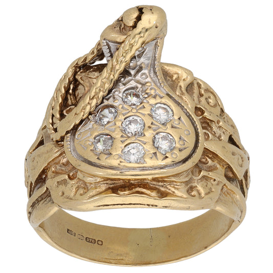 9ct Gold Cubic Zirconia Saddle Ring Size S