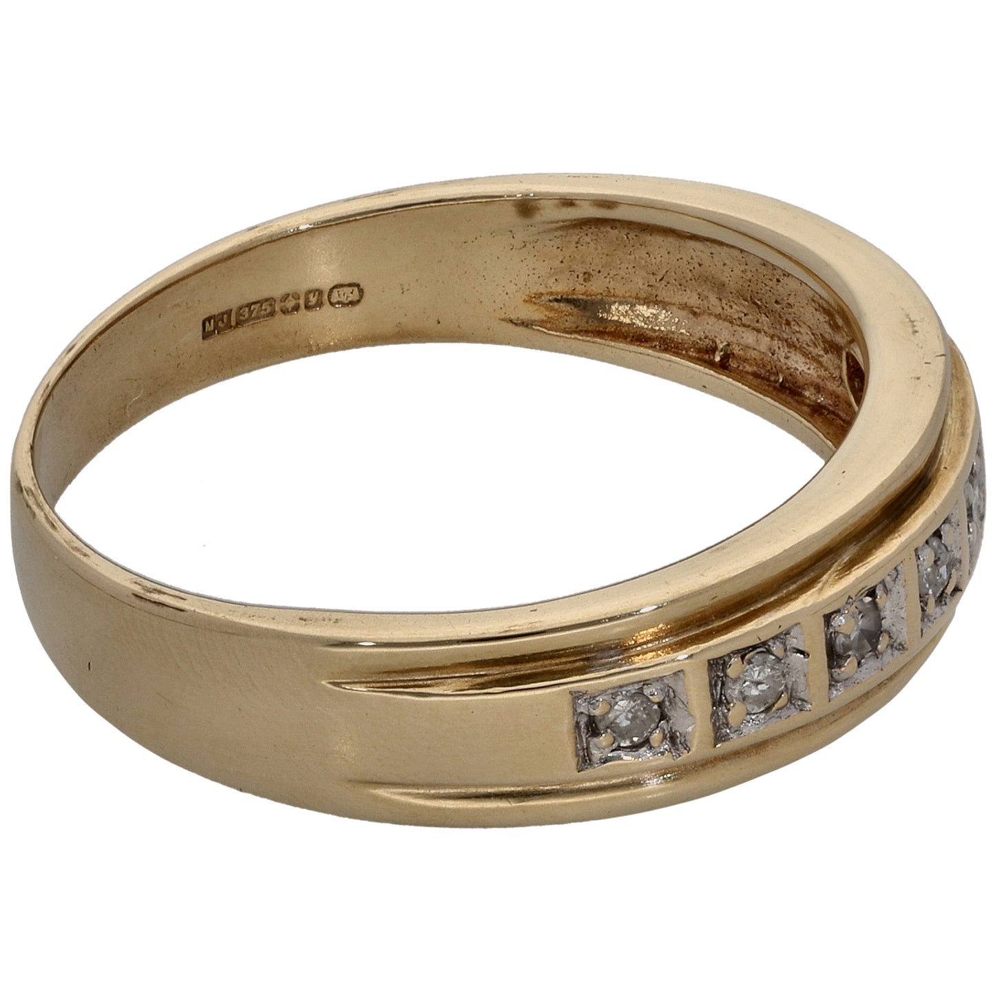 9ct Gold 0.07ct Diamond Half Eternity Ring Size S