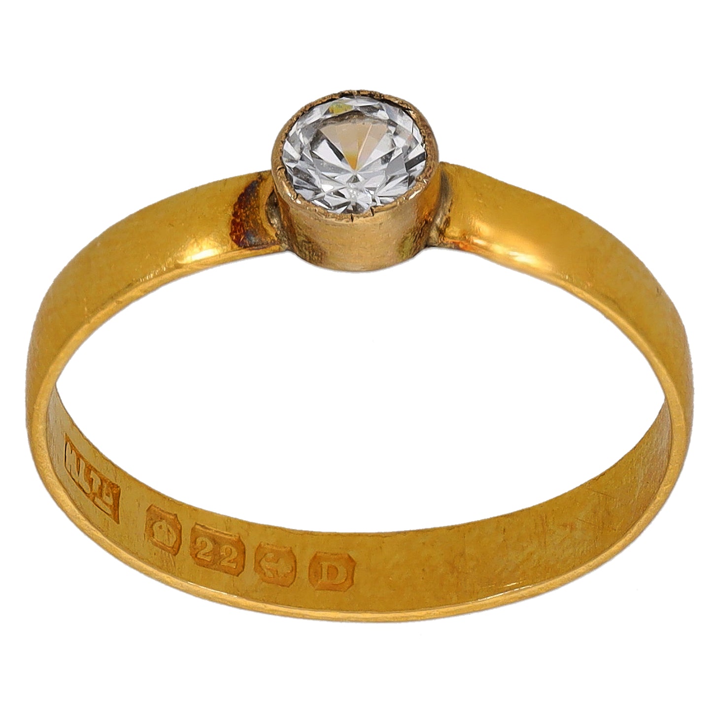 22ct Gold Cubic Zirconia Single Stone Ring Size N