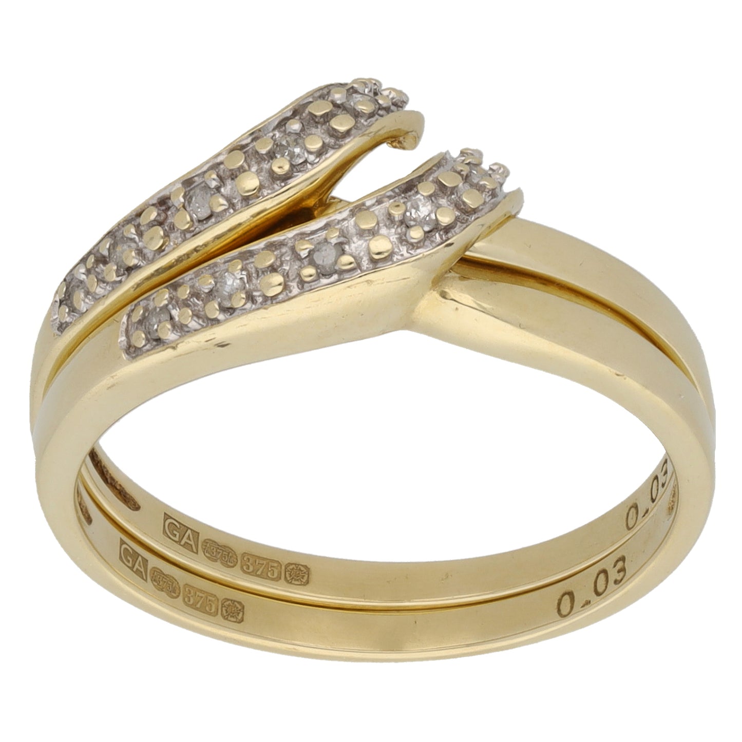 9ct Bicolour Gold 0.05ct Diamond Dress/Cocktail Ring Size P