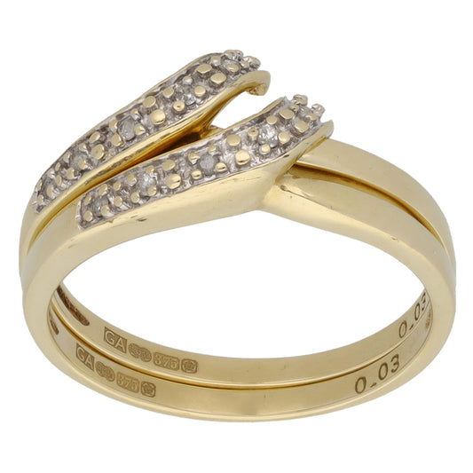 9ct Bicolour Gold 0.05ct Diamond Dress/Cocktail Ring Size P