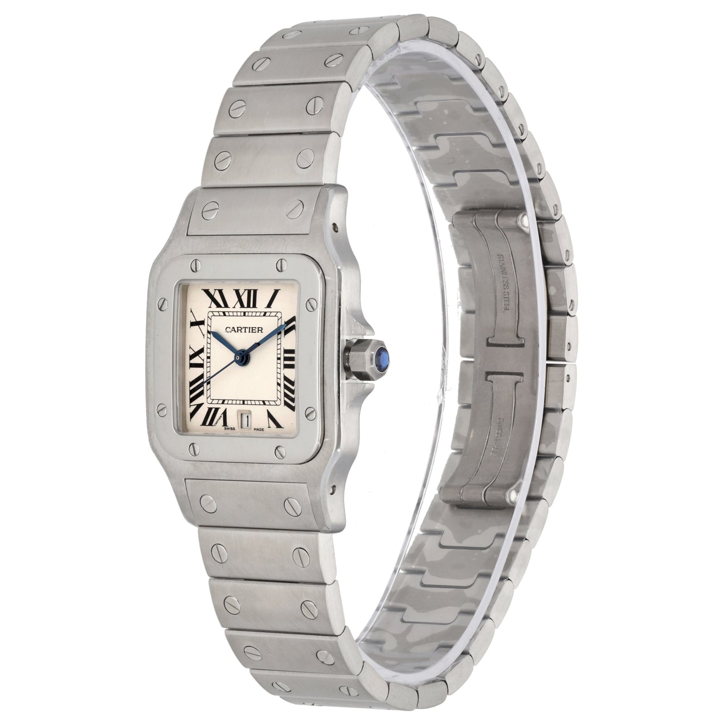 Cartier santos stainless steel watch hotsell