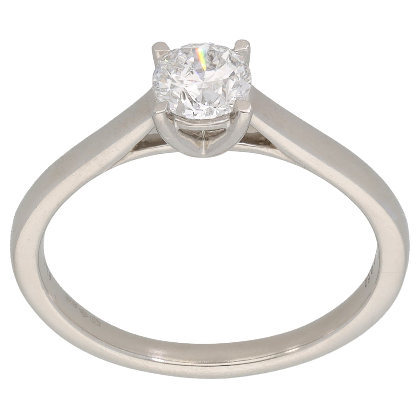 Platinum 0.50ct Diamond Solitaire Ring Size M