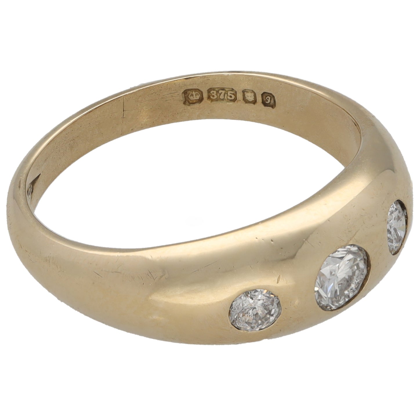 9ct Gold 0.35ct Diamond Three Stone Ring Size N