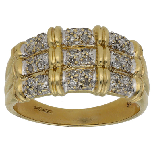 9ct Gold 0.25ct Diamond Dress/Cocktail Ring Size P