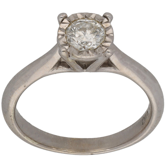 9ct White Gold 0.40ct Diamond Solitaire Ring Size K