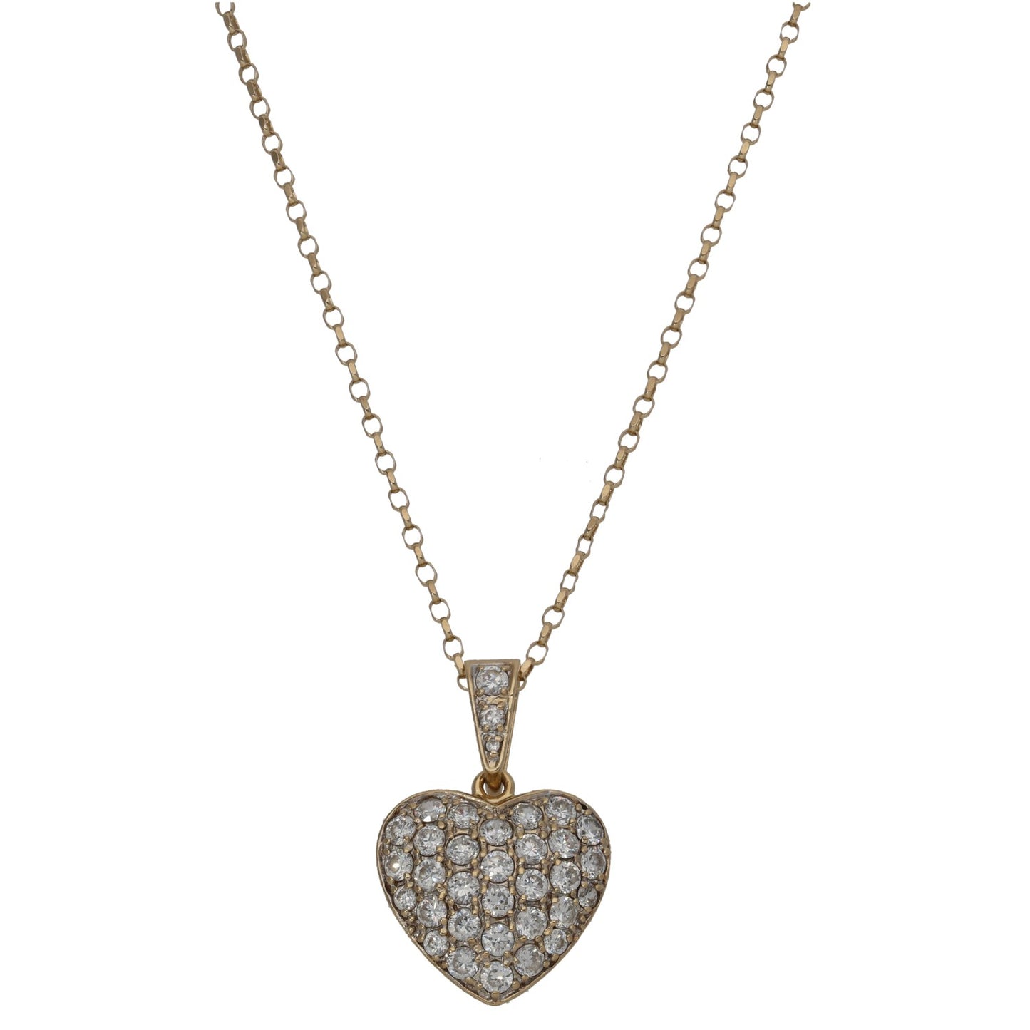 9ct gold heart pendant necklace with CZ stones
