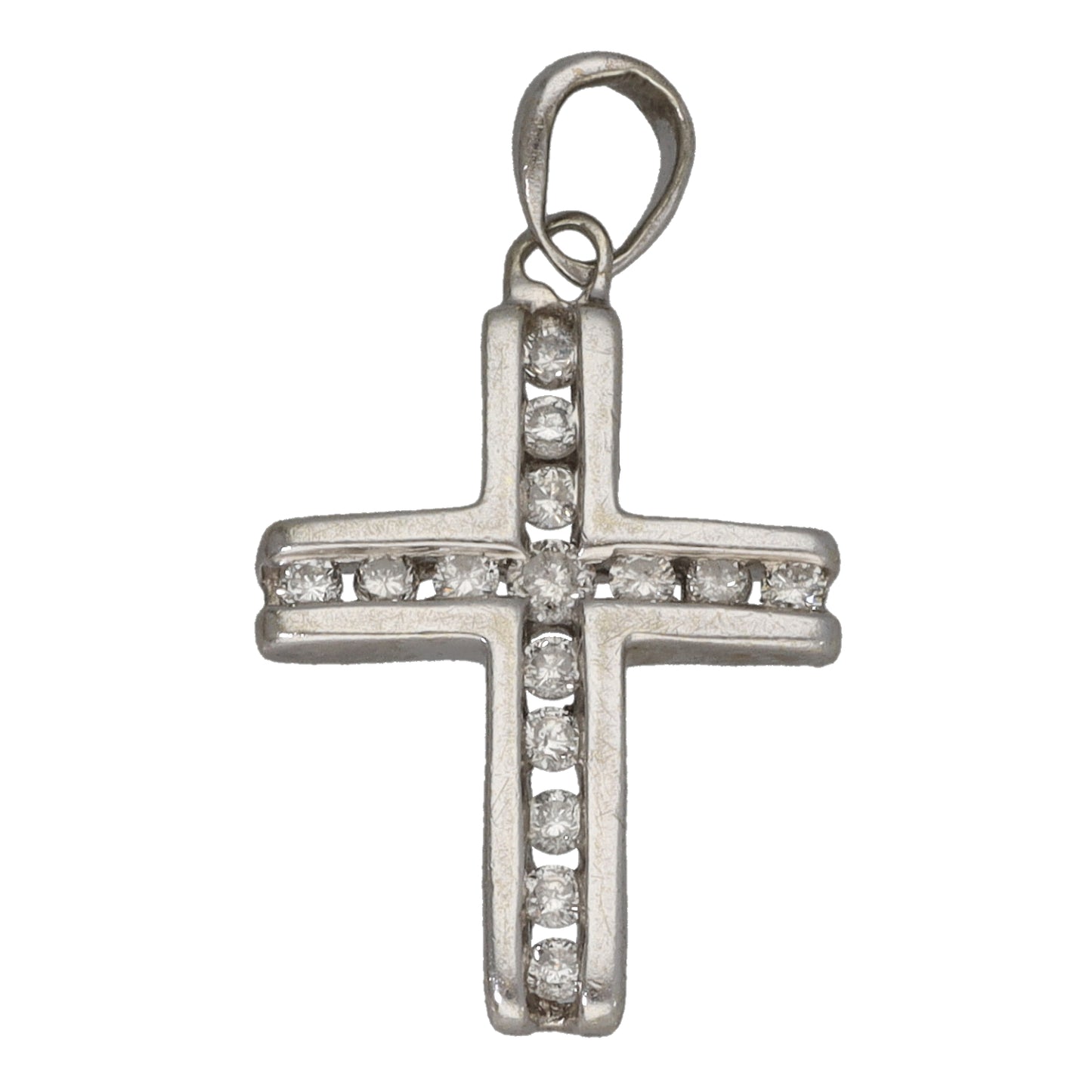 9ct White Gold 0.32ct Diamond Cross Pendant