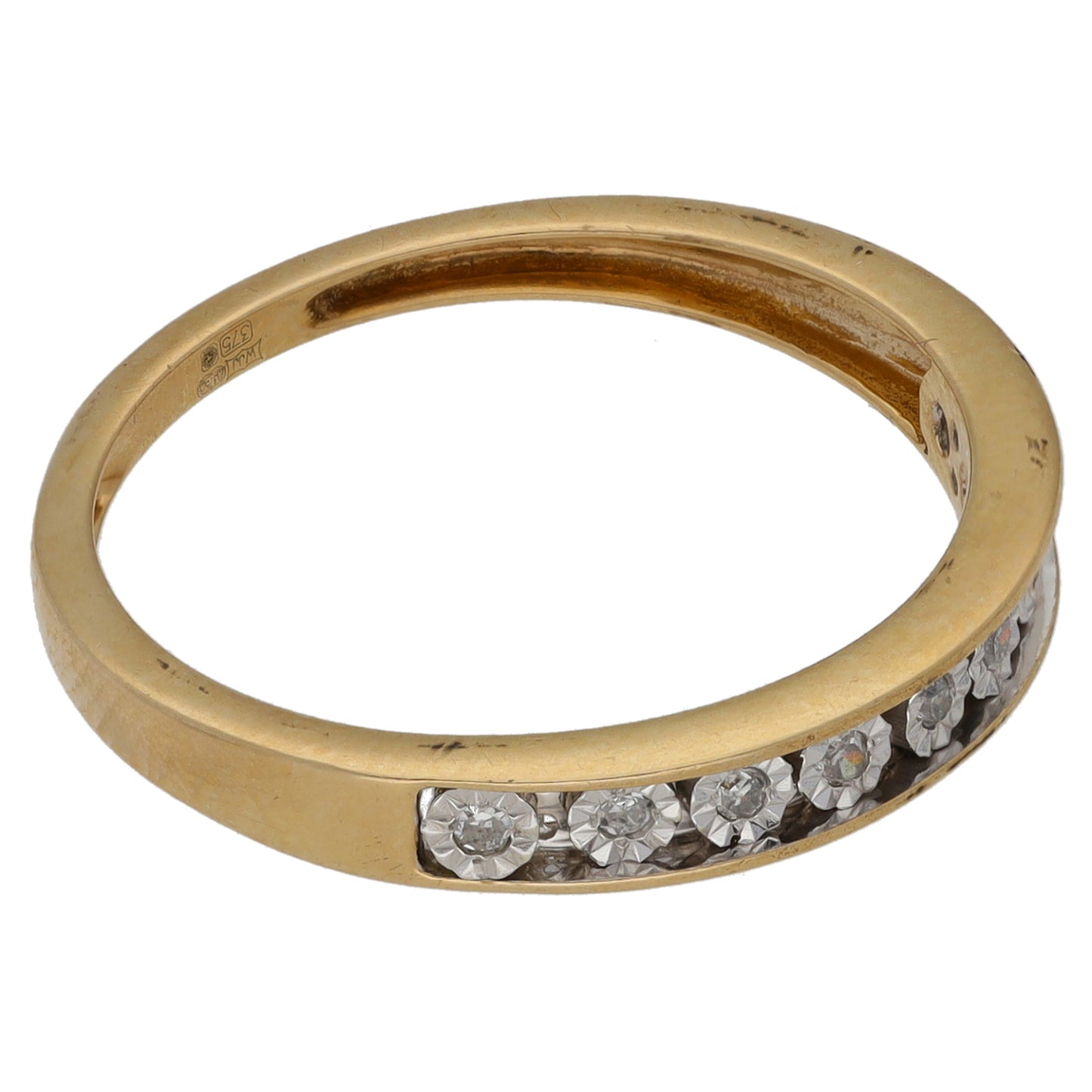 9ct Gold 0.05ct Diamond Half Eternity Ring Size P