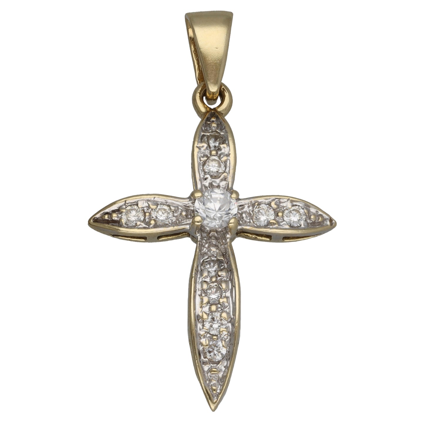 9ct Gold Cubic Zirconia Cross Pendant