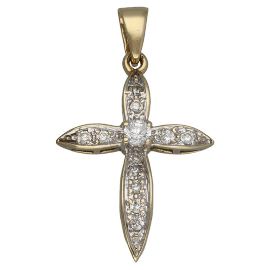 9ct Gold Cubic Zirconia Cross Pendant