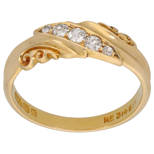 18ct Gold 0.07ct Diamond Half Eternity Ring Size N