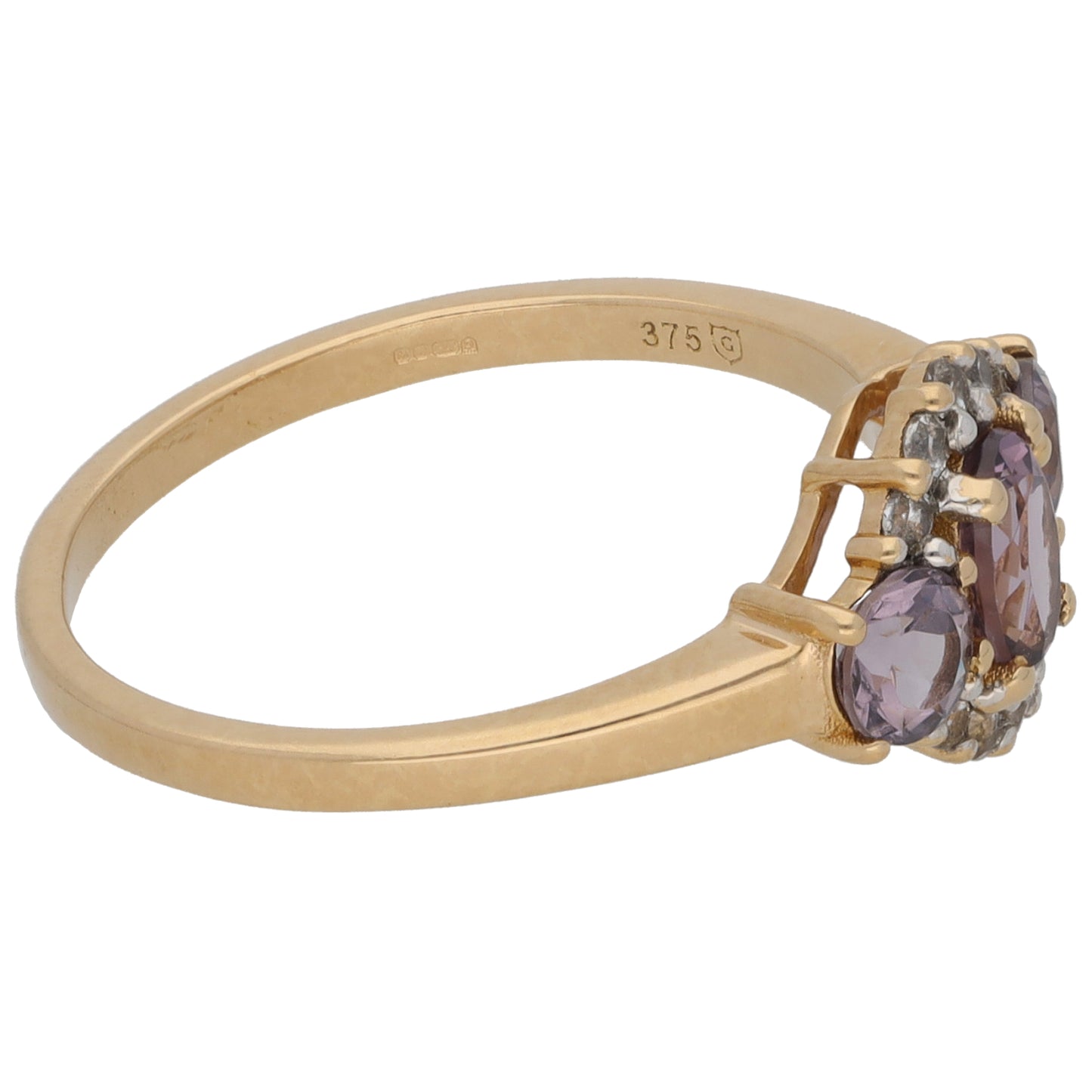 9ct Rose Gold Spinel & Cubic Zirconia Dress/Cocktail Ring Size N