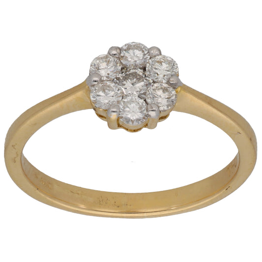 18ct Gold 0.35ct Diamond Cluster Ring Size M