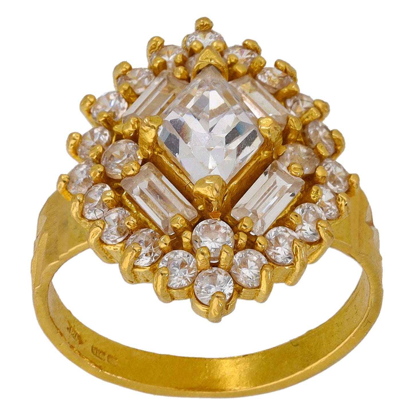 22ct Gold Cubic Zirconia Cluster Ring Size L