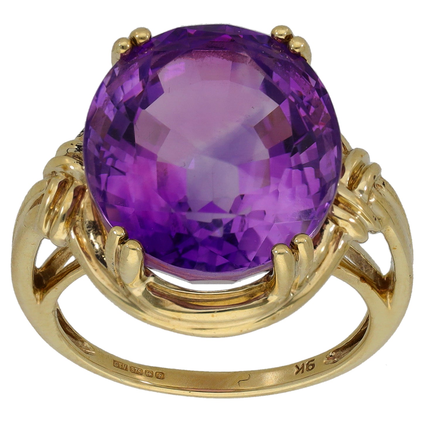 9ct Gold Amethyst Single Stone Ring Size N