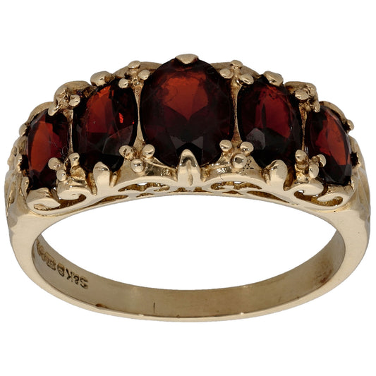 9ct Gold Garnet Half Eternity Ring Size Q