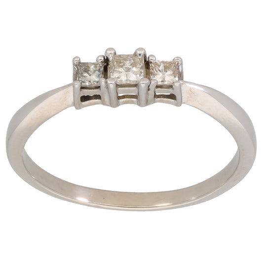 9ct White Gold 0.22ct Diamond Trilogy Ring Size N