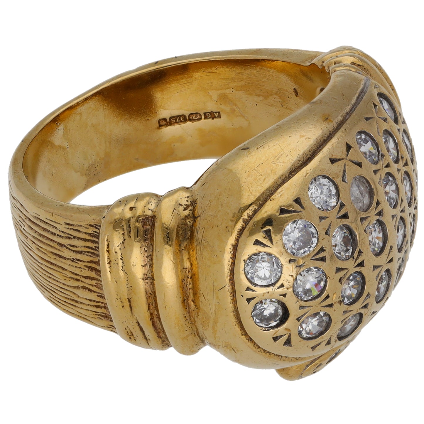 9ct Gold Cubic Zirconia Boxing Glove Ring Size W