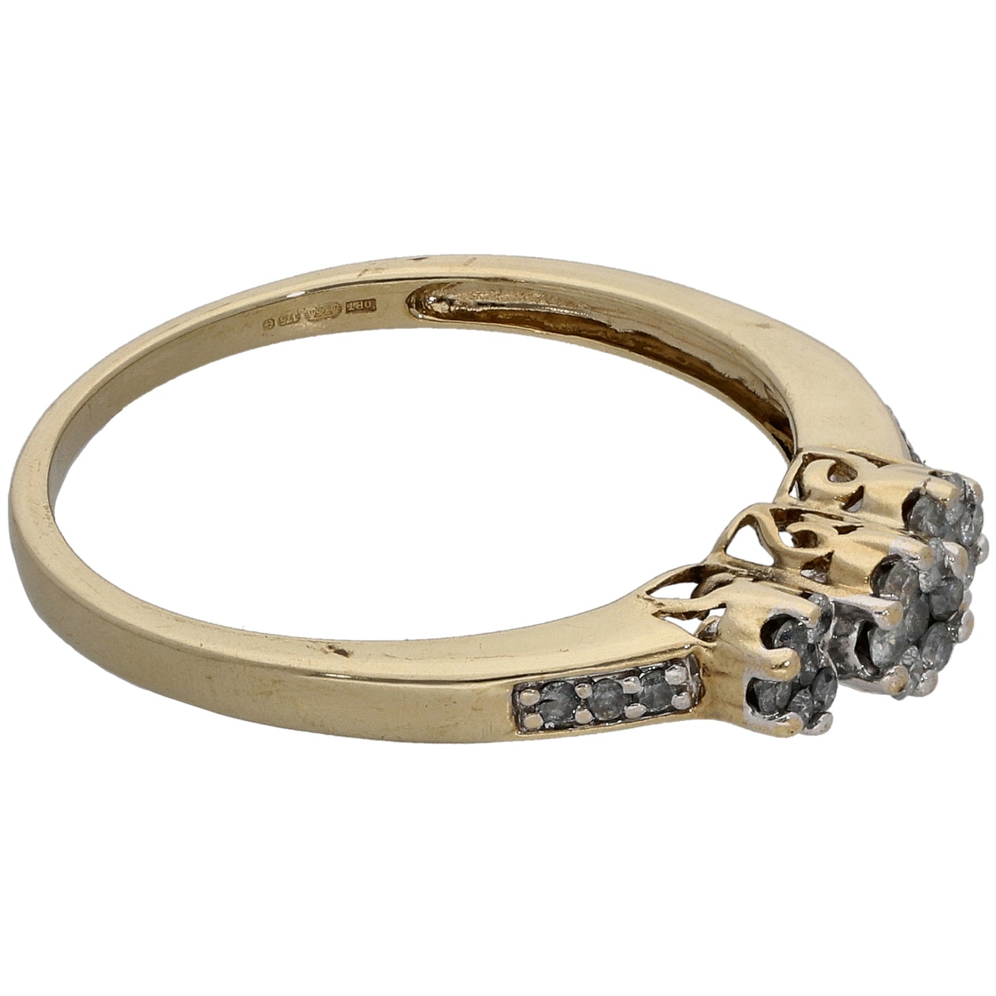 9ct Gold 0.25ct Diamond Cluster Ring Size R