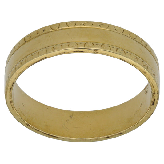 9ct Gold Patterned Wedding Ring Size N
