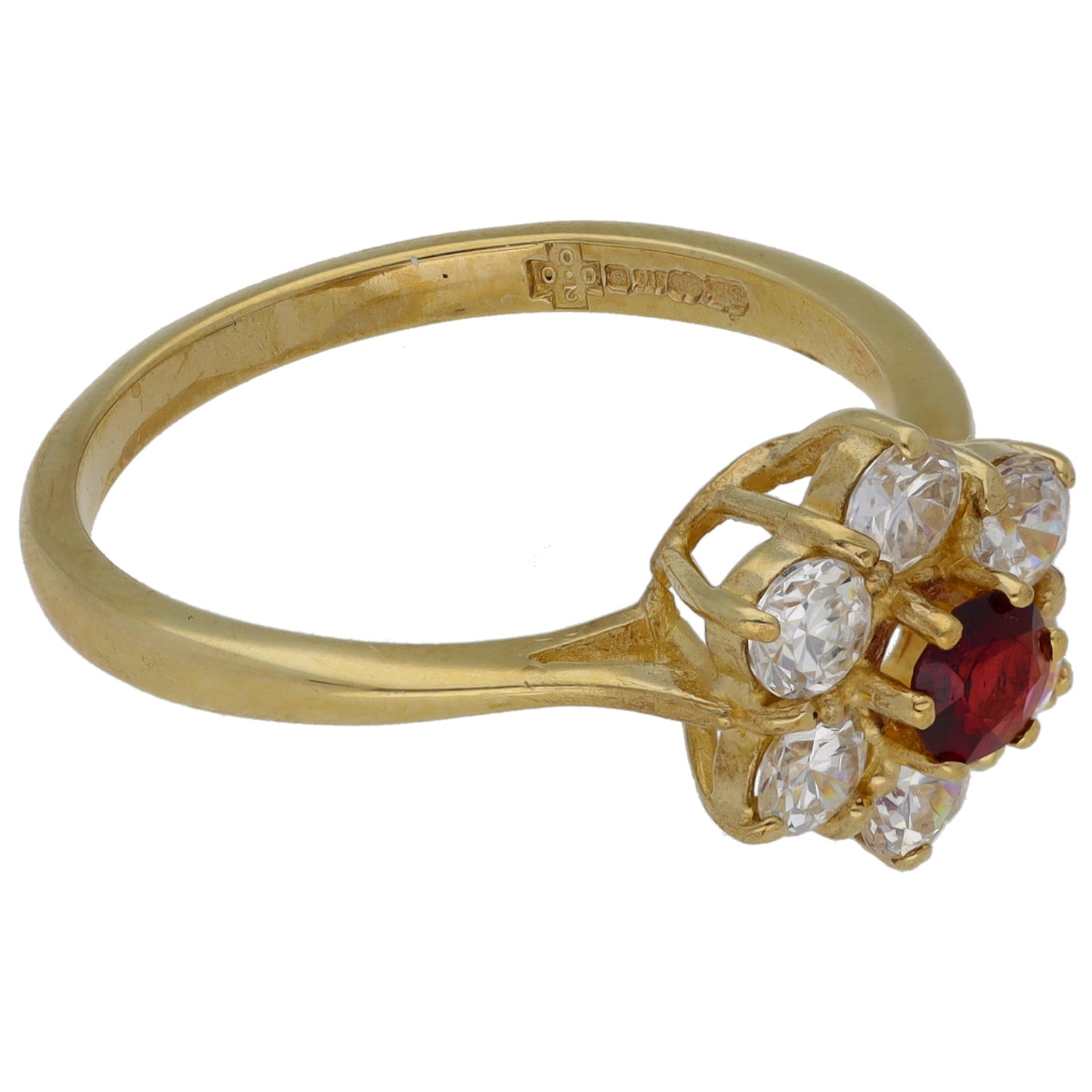 9ct Gold Imitation Gems Dress/Cocktail Ring Size P