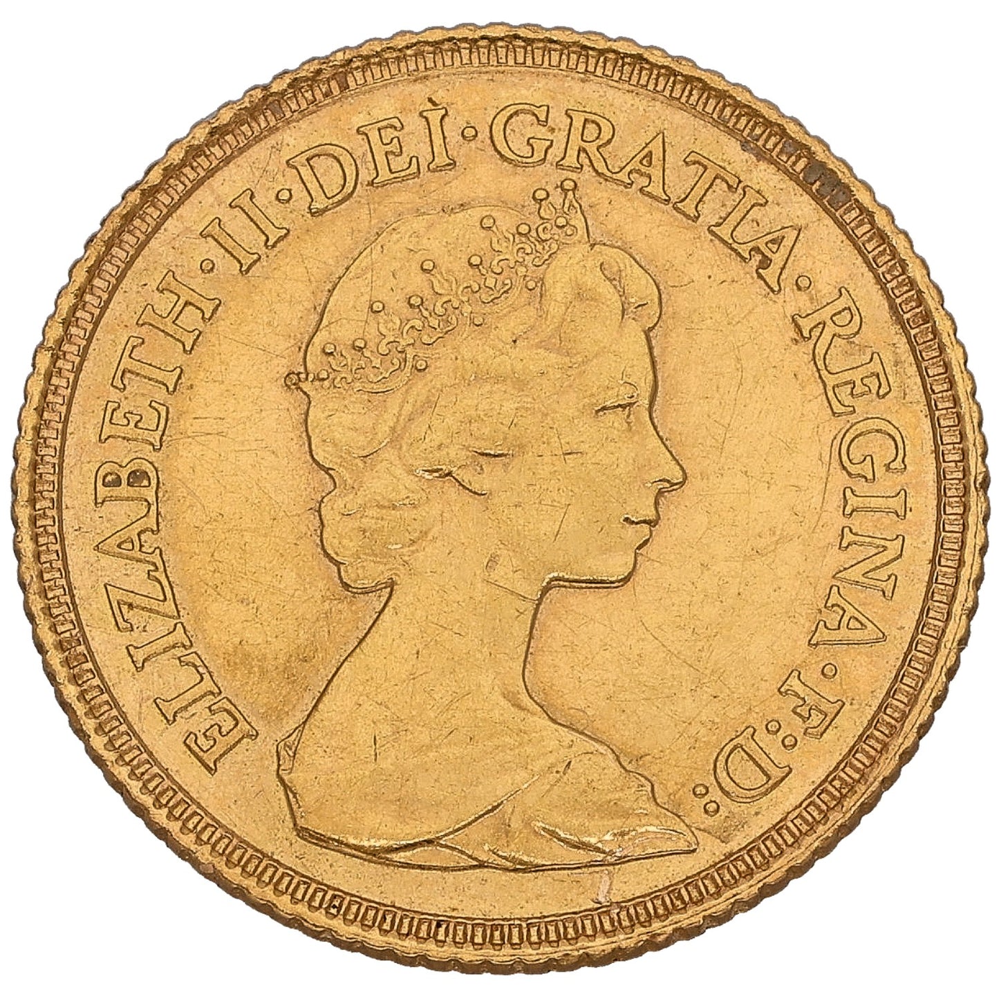 22ct Gold Queen Elizabeth II Half Sovereign Coin 1982