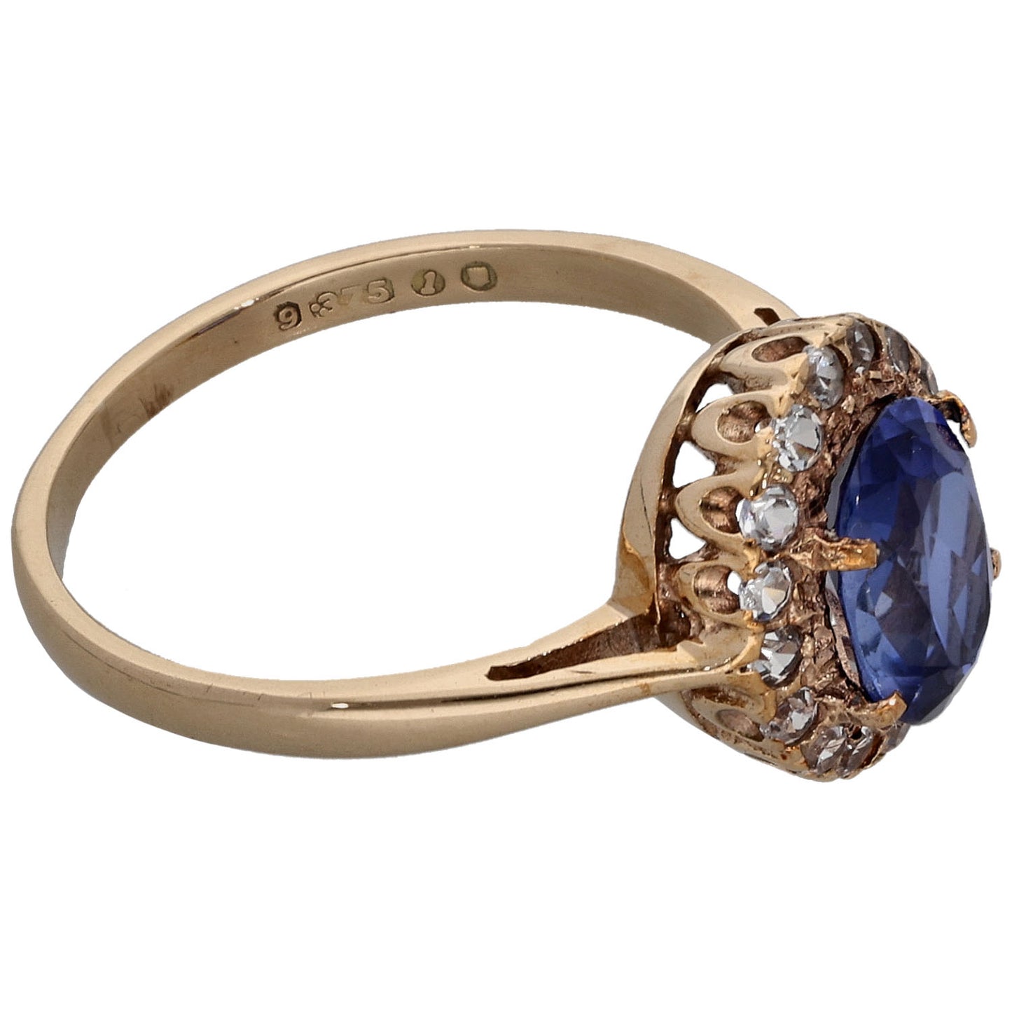 9ct Gold Sapphire & Imitation Gems Dress/Cocktail Ring Size L
