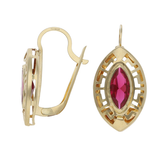 14ct Gold Imitation Gems Single Stone Earring