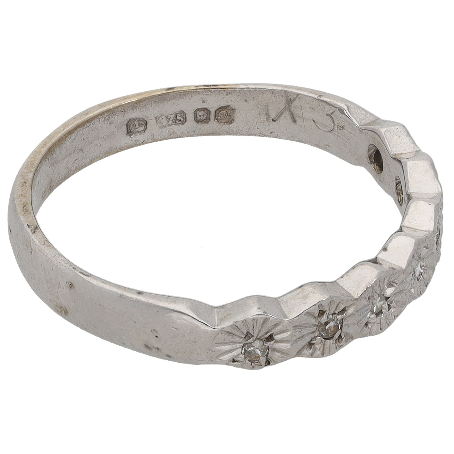 9ct White Gold 0.07ct Diamond Half Eternity Ring Size M