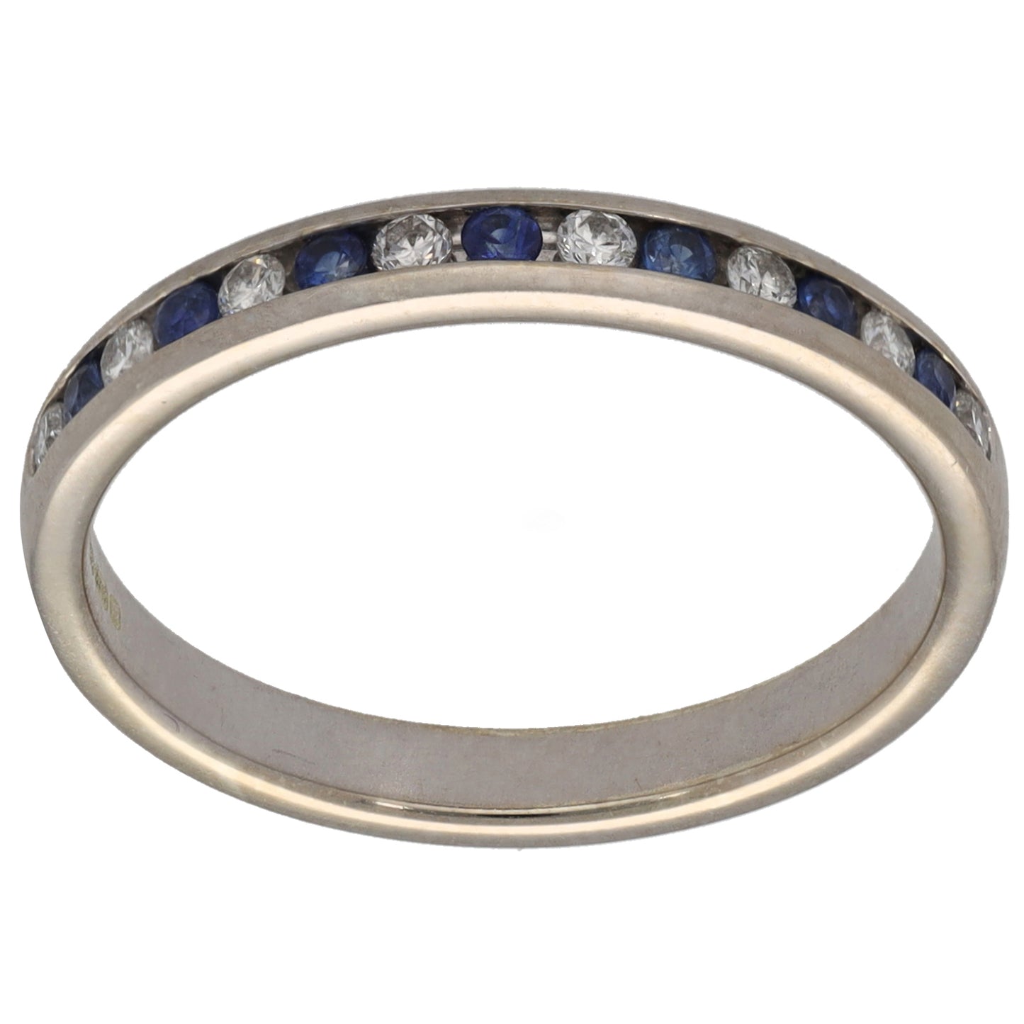 9ct White Gold 0.16ct Diamond & Sapphire Half Eternity Ring Size N