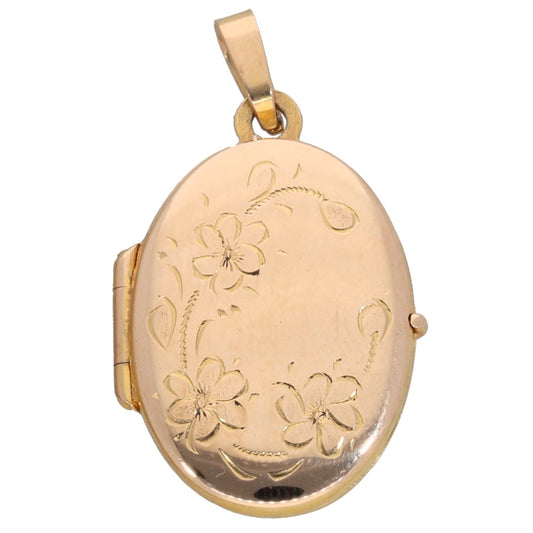 9ct Gold Patterned Locket Pendant
