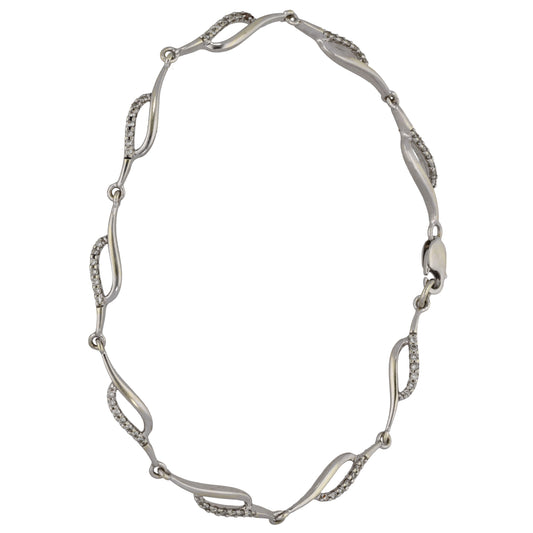 9ct White Gold 0.31ct Diamond Fancy Stone Set Bracelet