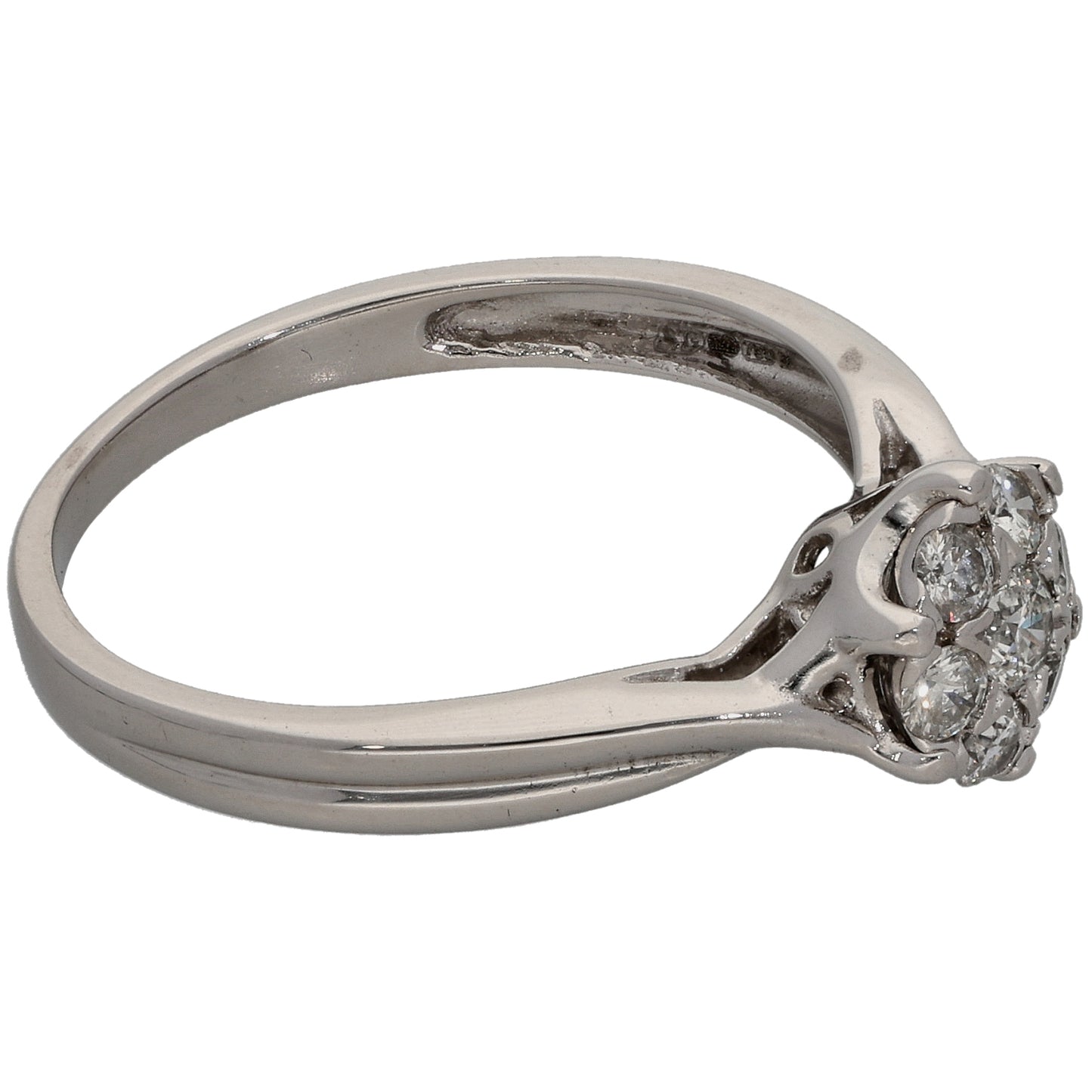 18ct White Gold 0.25ct Diamond Cluster Ring Size M