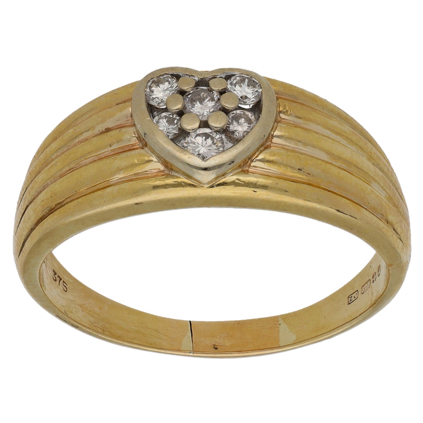 9ct Gold 0.14ct Diamond Dress/Cocktail Ring Size R
