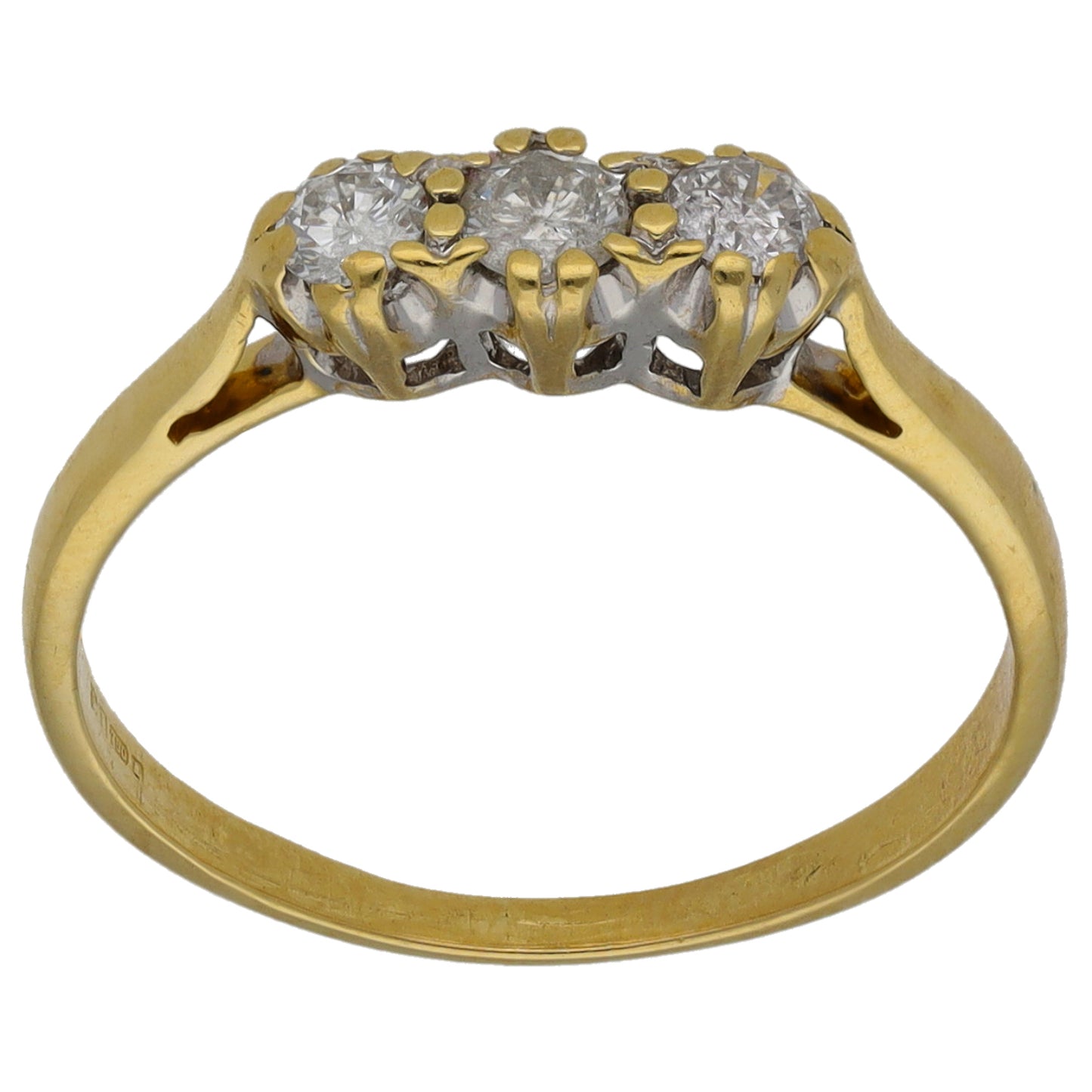 18ct Gold 0.24ct Diamond Trilogy Ring Size M