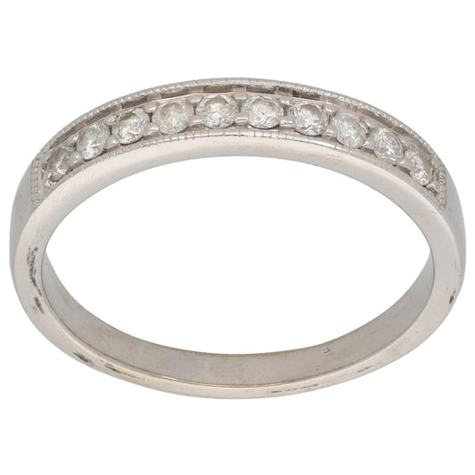 9ct White Gold 0.34ct Diamond Half Eternity Ring Size R
