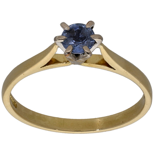 18ct Gold Sapphire Single Stone Ring Size P