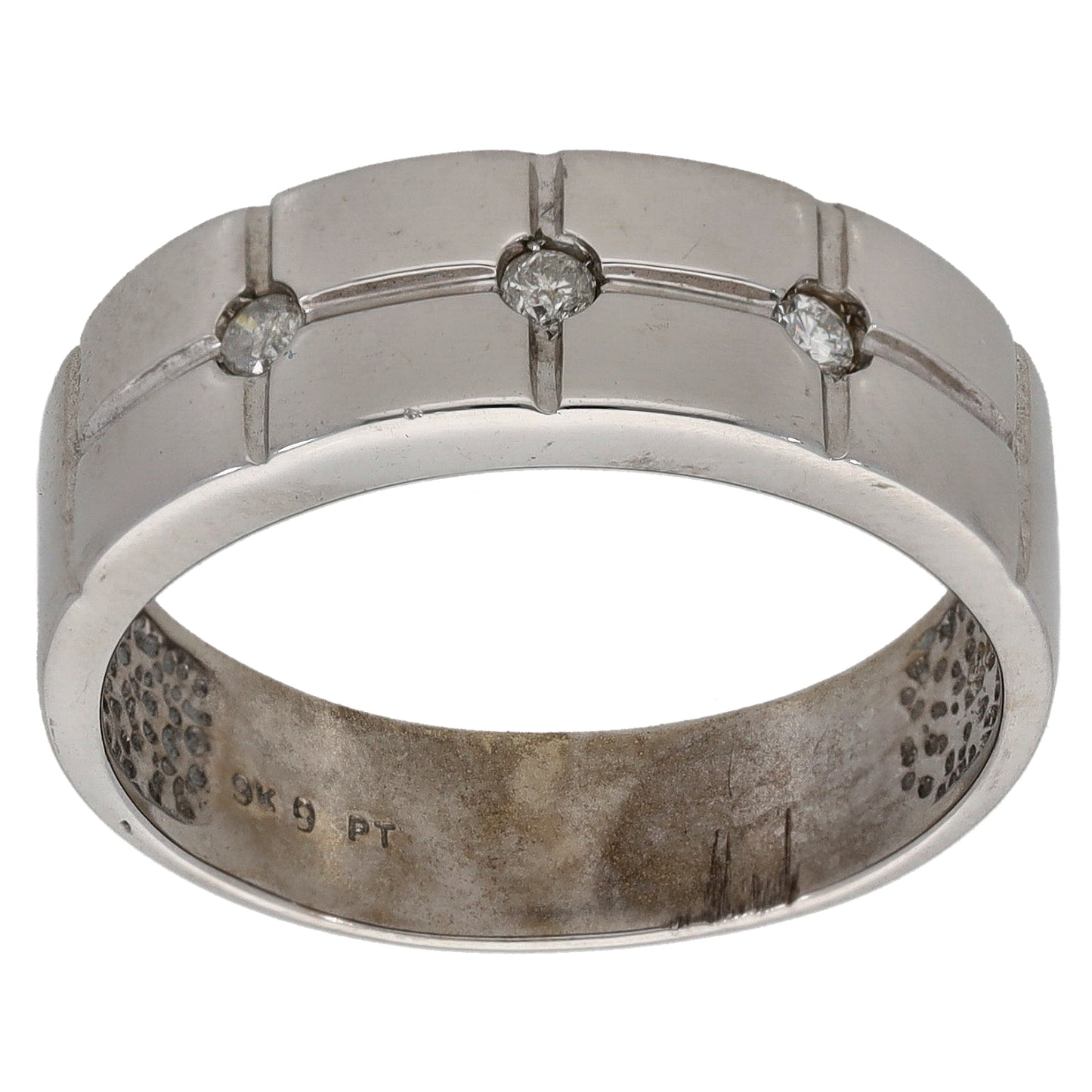 9ct White Gold 0.09ct Diamond Trilogy Ring Size R