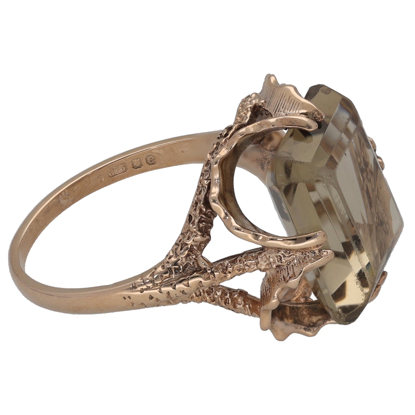 9ct Gold Smoky Quartz Single Stone Ring Size O