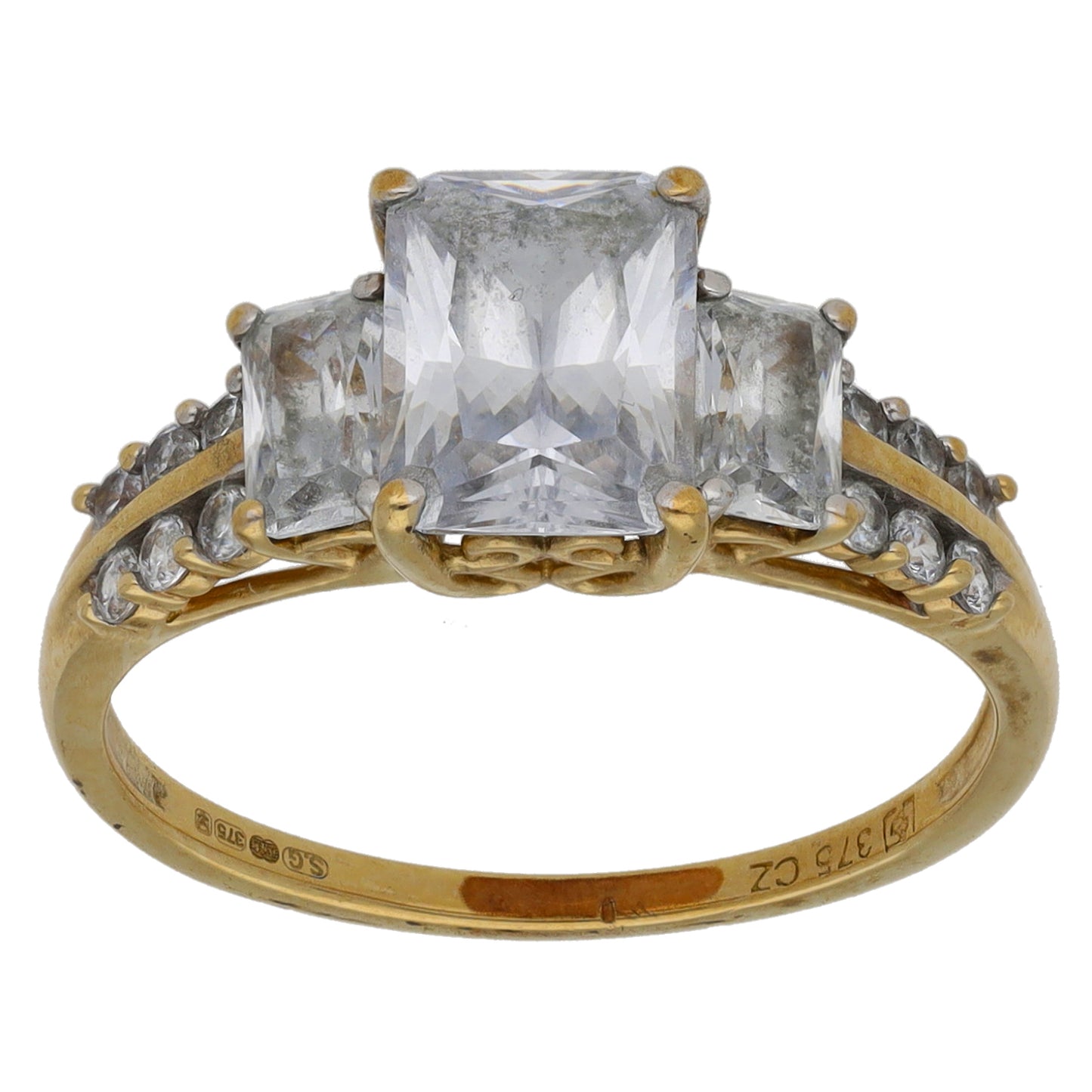 9ct Gold Cubic Zirconia Dress/Cocktail Ring Size N