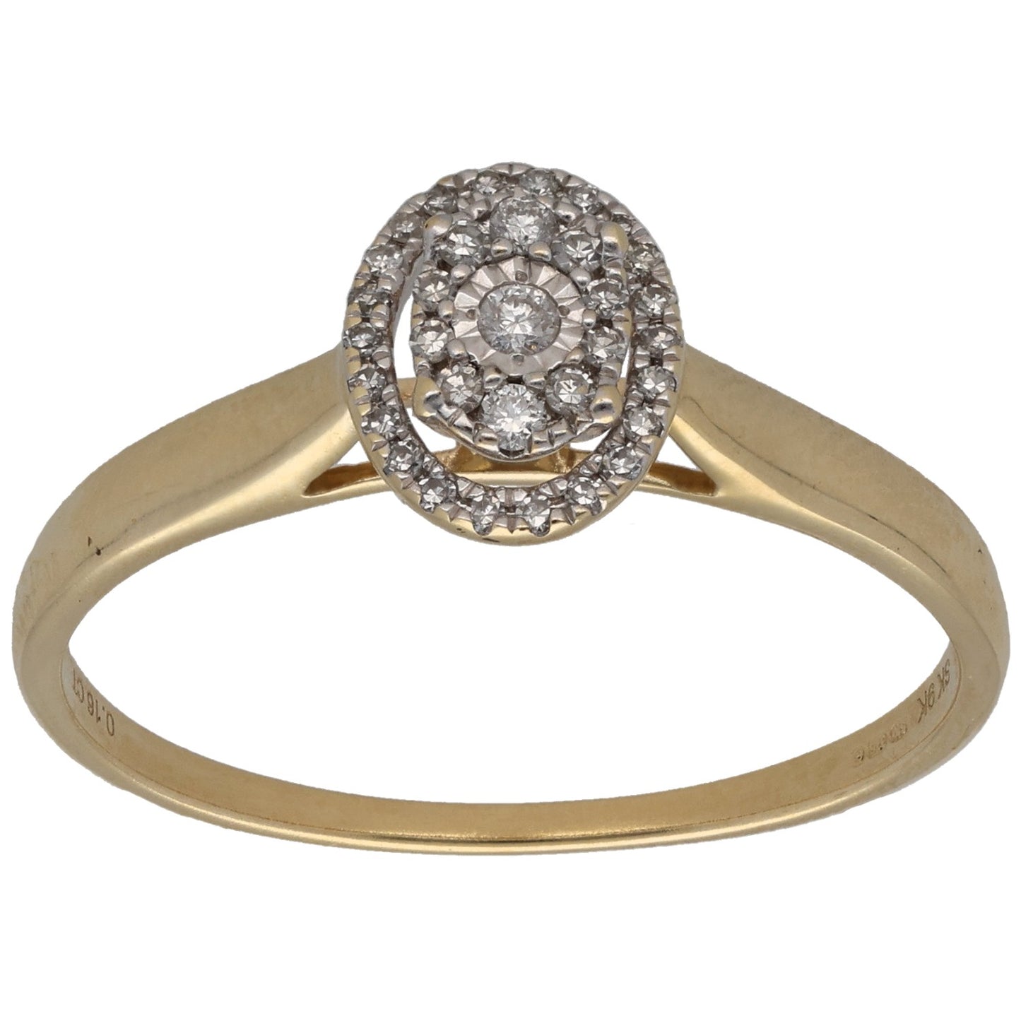 9ct Gold 0.18ct Diamond Cluster Ring Size U