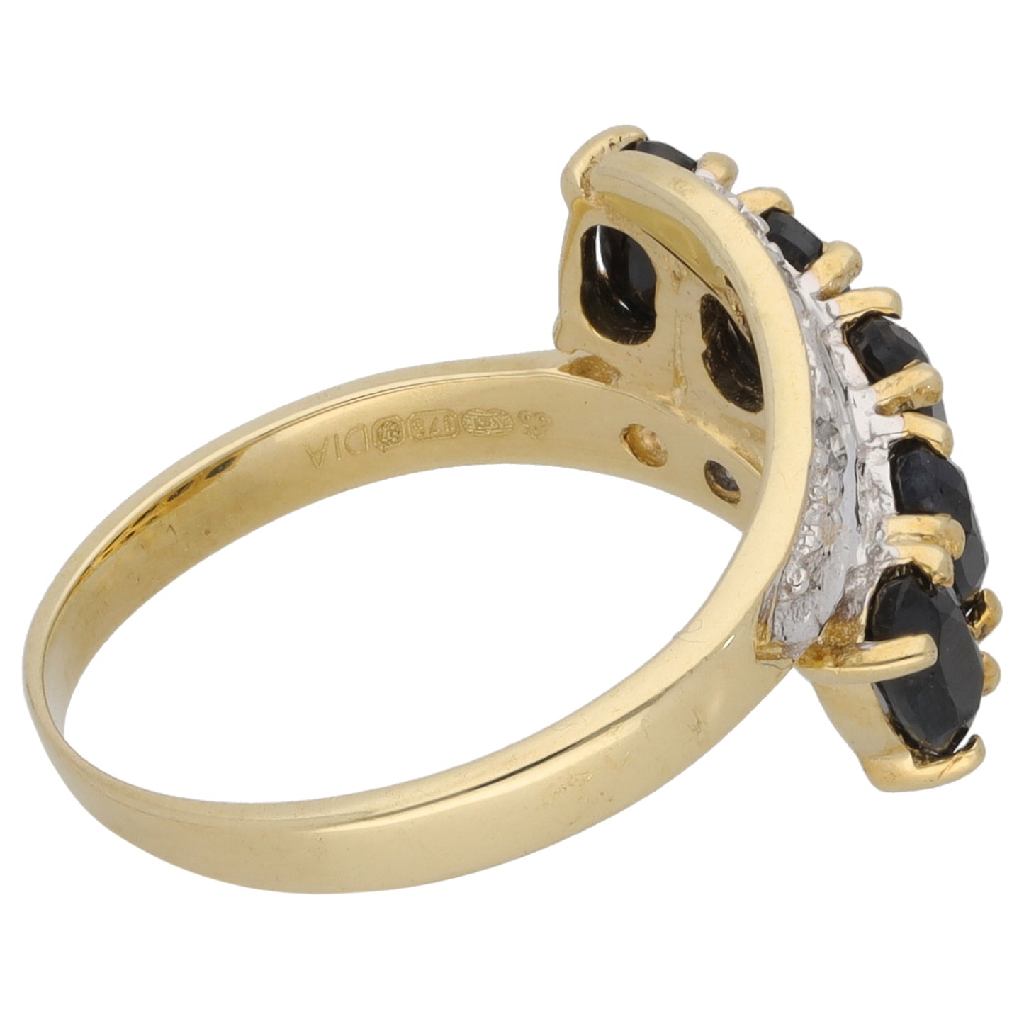 9ct Gold Sapphire & 0.04ct Diamond Dress/Cocktail Ring Size K